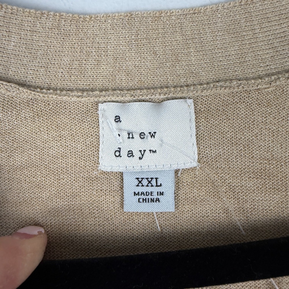 A New Day Cardigan Sweater Womens 2XL Camel Knit Long Sleeve Button-Front Casual - Picture 3 of 11